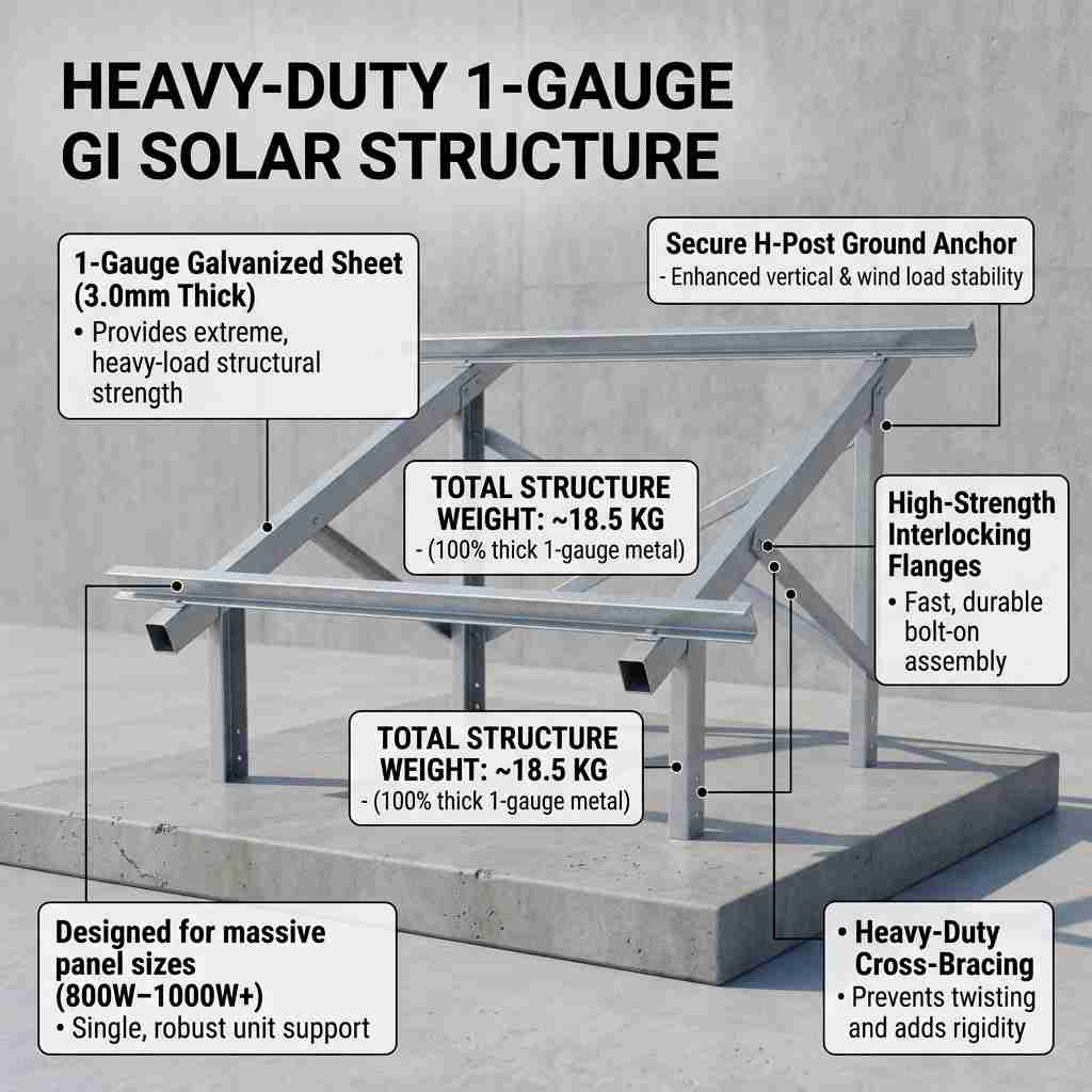 Heavy-Duty GI Solar Mounting Structure 12kg 14-Gauge for Solar Panels