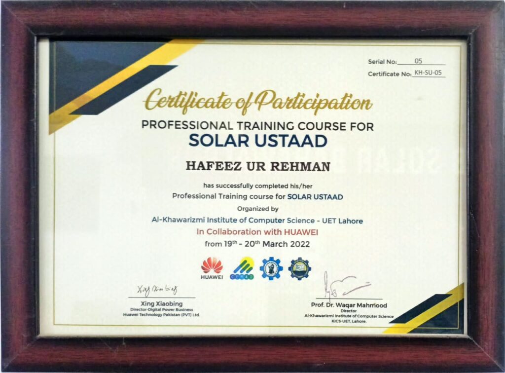 Professional Training Course for Solar Ustaad