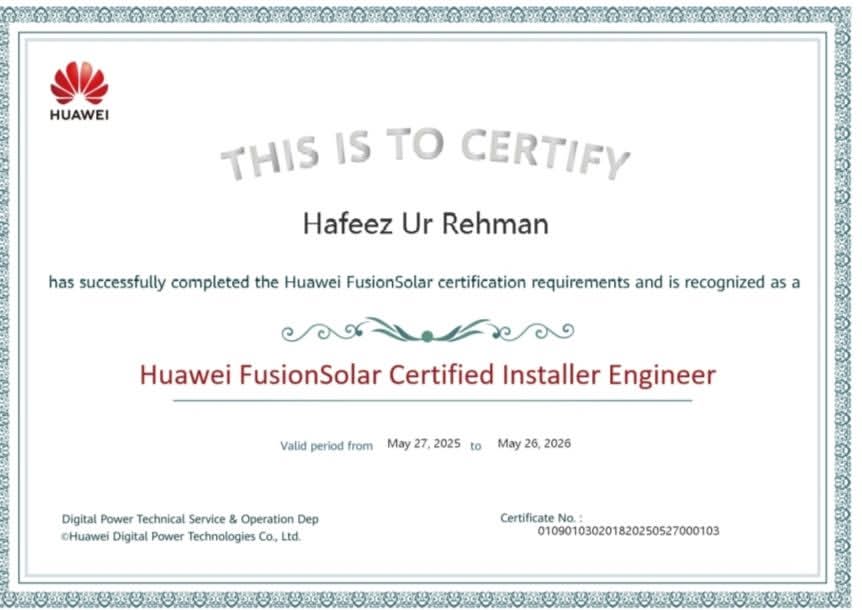 Huawei FusionSolar Certified Installer Engineer