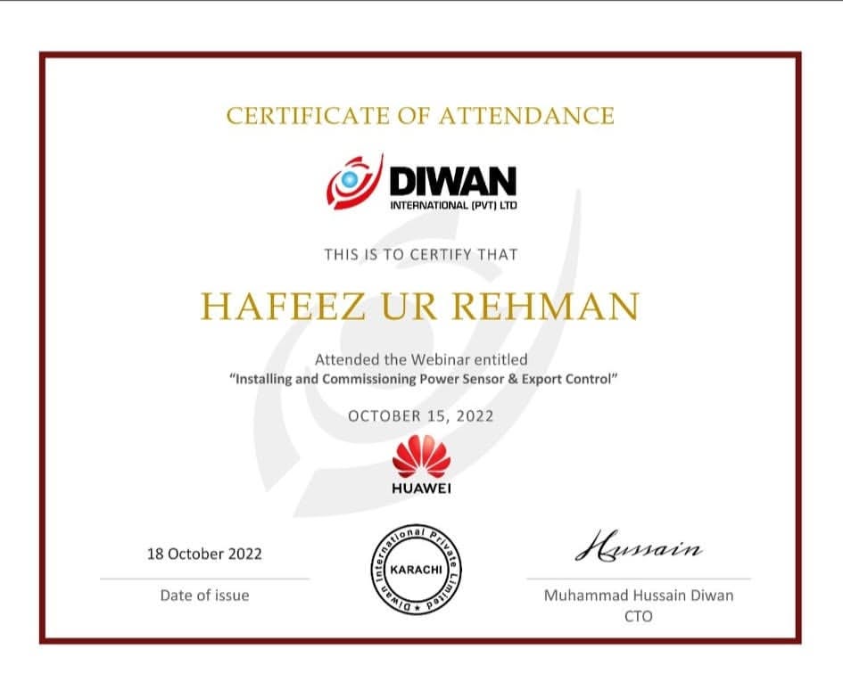 Certificate of Attendance – Power Sensor & Export Control