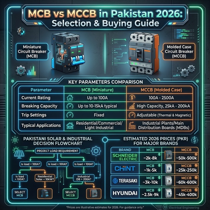 MCB vs MCCB in Pakistan 2026 – Differences, Uses, Ratings & Buying Guide